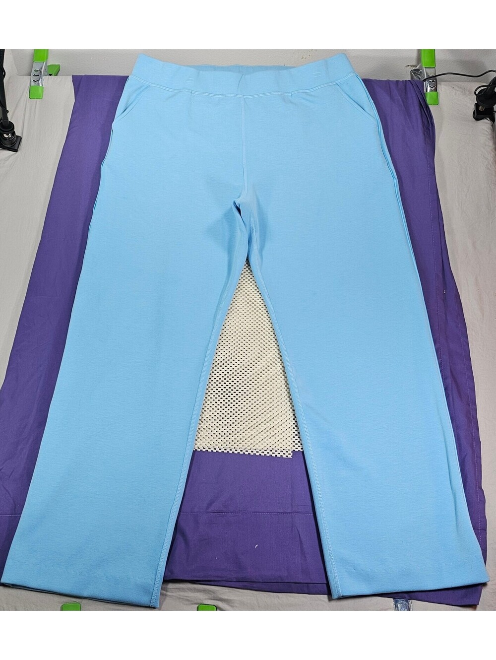 Lilly Pulitzer XL Blue Tencel Modal Pull On Straight Leg Pants Logo Stretch
